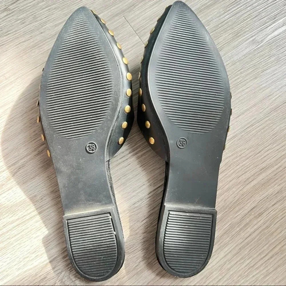 Black Mules with Gold Studs - Picture 8 of 9
